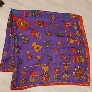 Adrienne Vittadini Purple Scarf with Medal Design